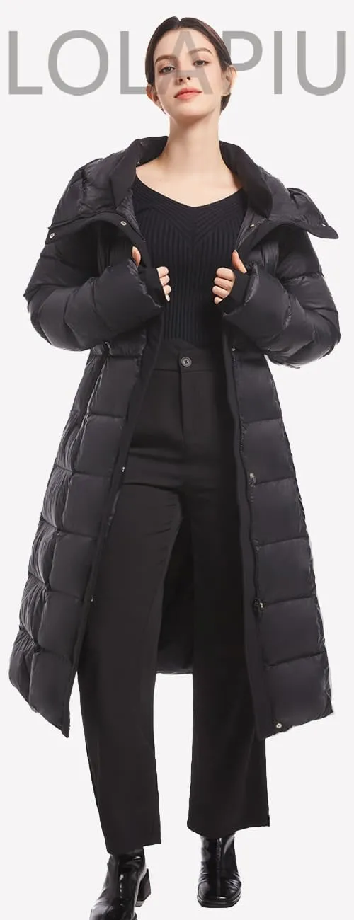 Women's Winter Full Length 800 Fill Duck Down Coat,Plus Size Long Puffer Jacket Parka for Ladies,Hooded,Thickened