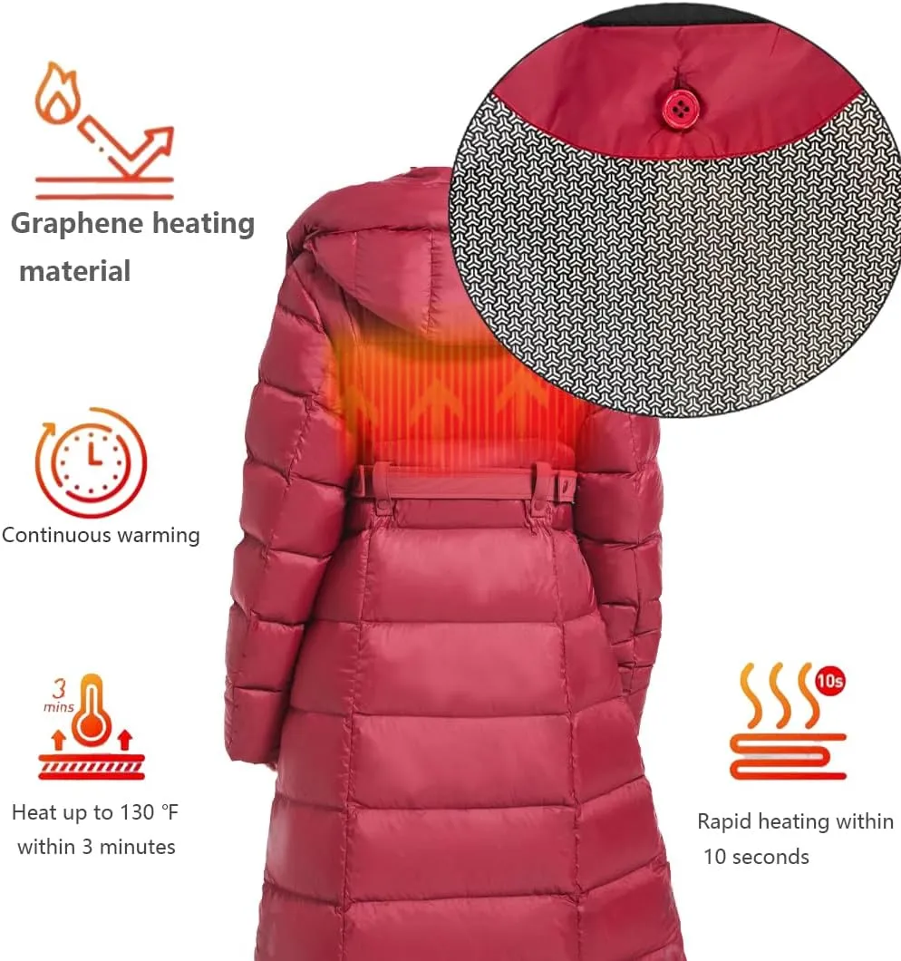 Women's Winter Full Length 800 Fill Duck Down Coat,Plus Size Long Puffer Jacket Parka for Ladies,Hooded,Thickened