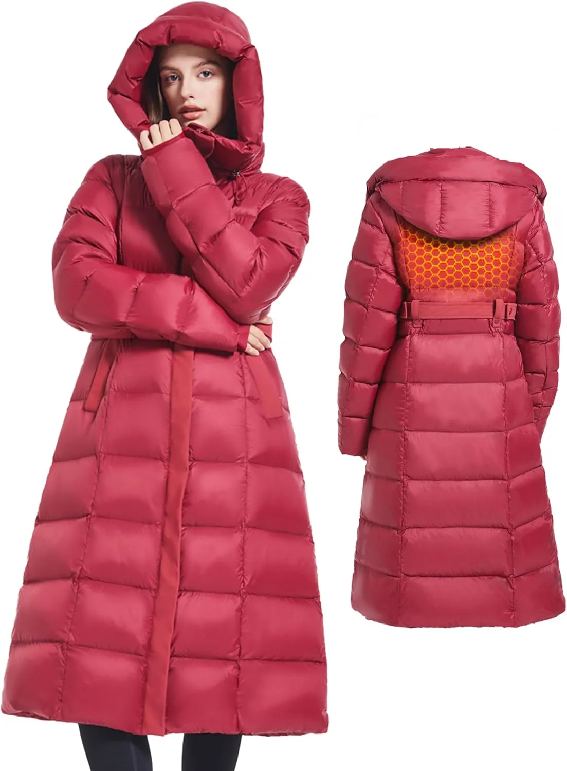 Women's Winter Full Length 800 Fill Duck Down Coat,Plus Size Long Puffer Jacket Parka for Ladies,Hooded,Thickened