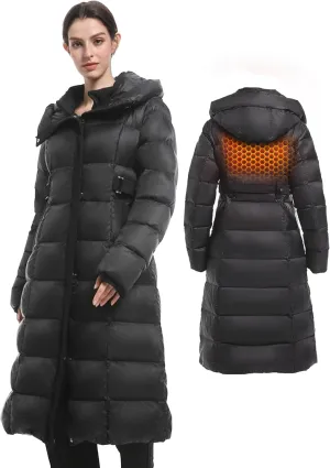 Women's Winter Full Length 800 Fill Duck Down Coat,Plus Size Long Puffer Jacket Parka for Ladies,Hooded,Thickened
