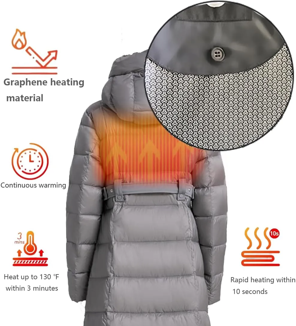 Women's Winter Full Length 800 Fill Duck Down Coat,Plus Size Long Puffer Jacket Parka for Ladies,Hooded,Thickened