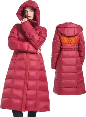 Women's Winter Full Length 800 Fill Duck Down Coat,Plus Size Long Puffer Jacket Parka for Ladies,Hooded,Thickened