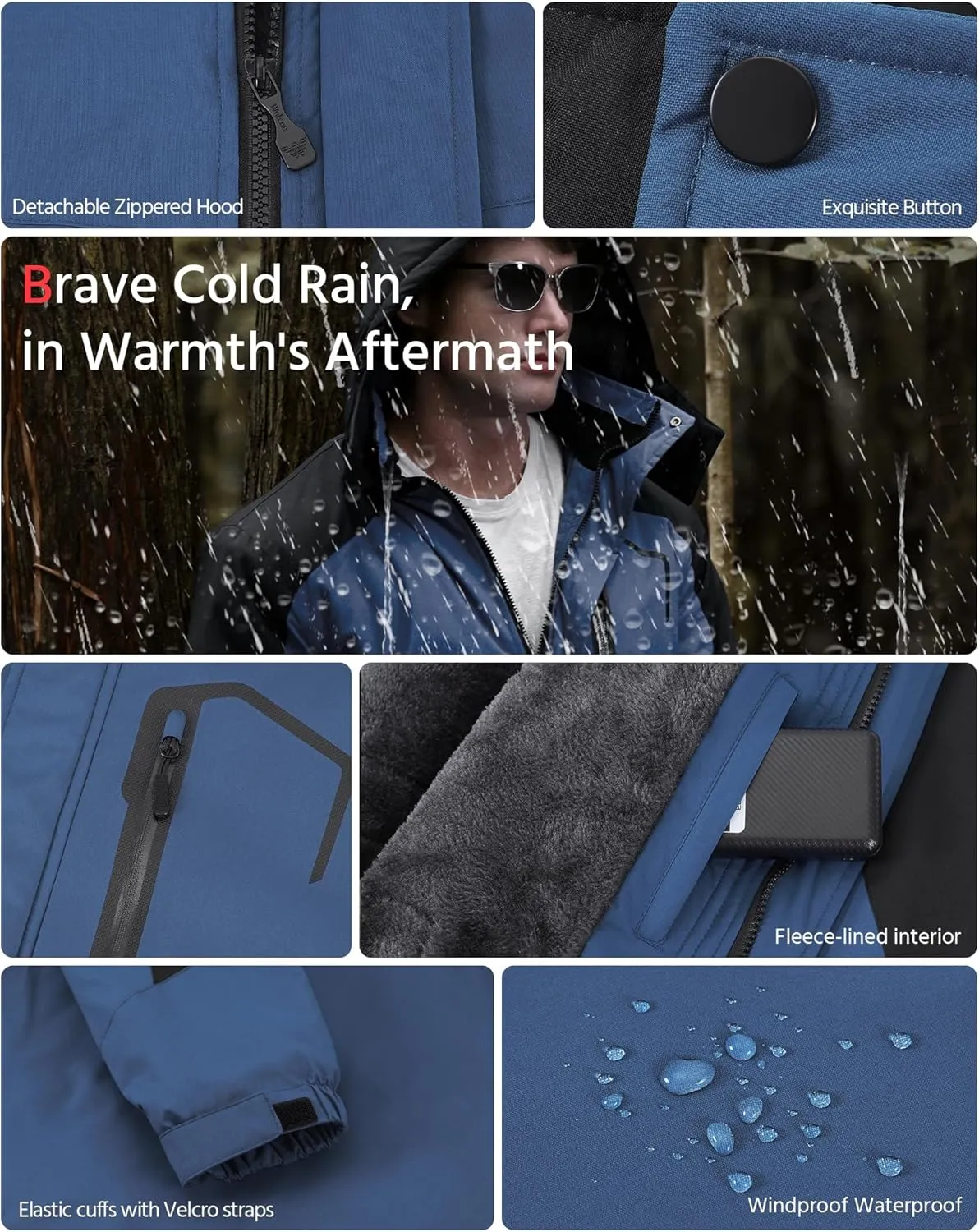 Wulcea Graphene Heated Jacket for Men Fur Lined with Large Capacity Battery Pack
