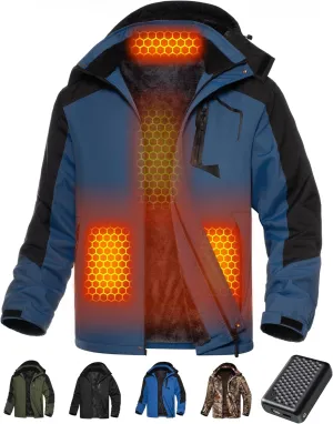 Wulcea Graphene Heated Jacket for Men Fur Lined with Large Capacity Battery Pack