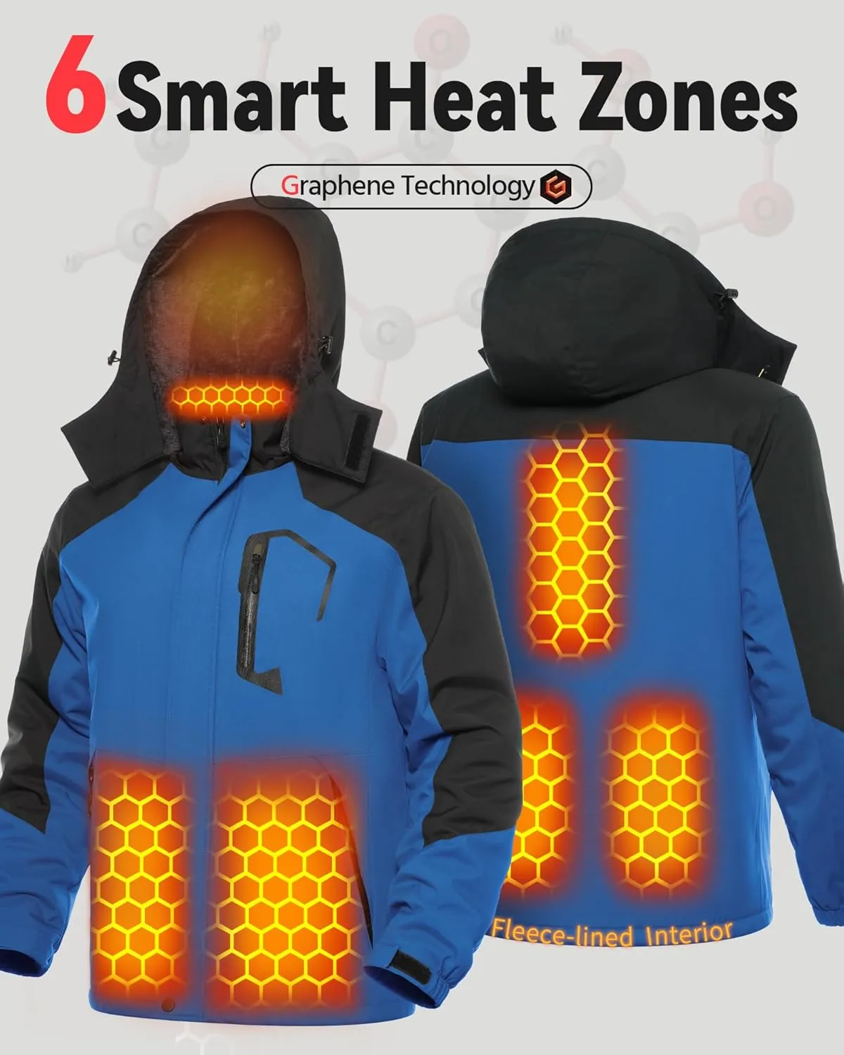 Wulcea Graphene Heated Jacket for Men Fur Lined with Large Capacity Battery Pack