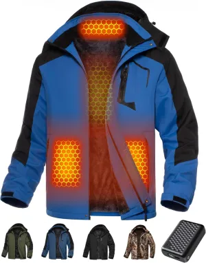 Wulcea Graphene Heated Jacket for Men Fur Lined with Large Capacity Battery Pack