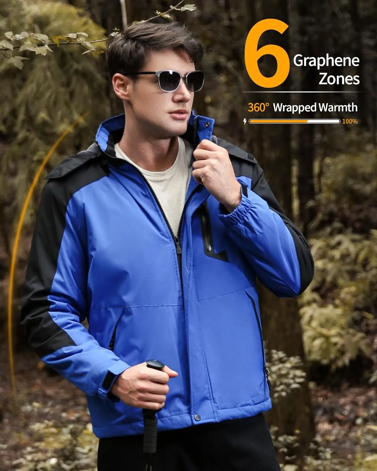 Wulcea Graphene Heated Jacket for Men Fur Lined with Large Capacity Battery Pack