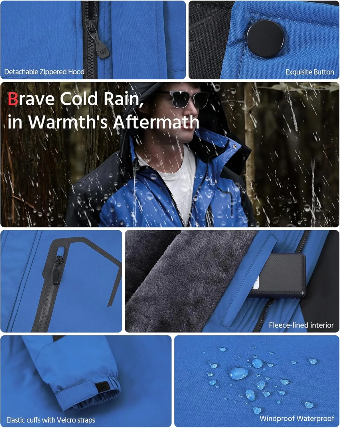 Wulcea Graphene Heated Jacket for Men Fur Lined with Large Capacity Battery Pack