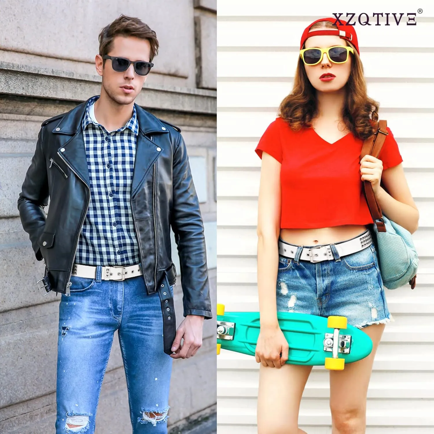 XZQTIVE Studded Belt Metal Punk Rock Rivet Belts for Women/Men Punk Leather Belt Gothic Belt Accessories for Jeans Pants