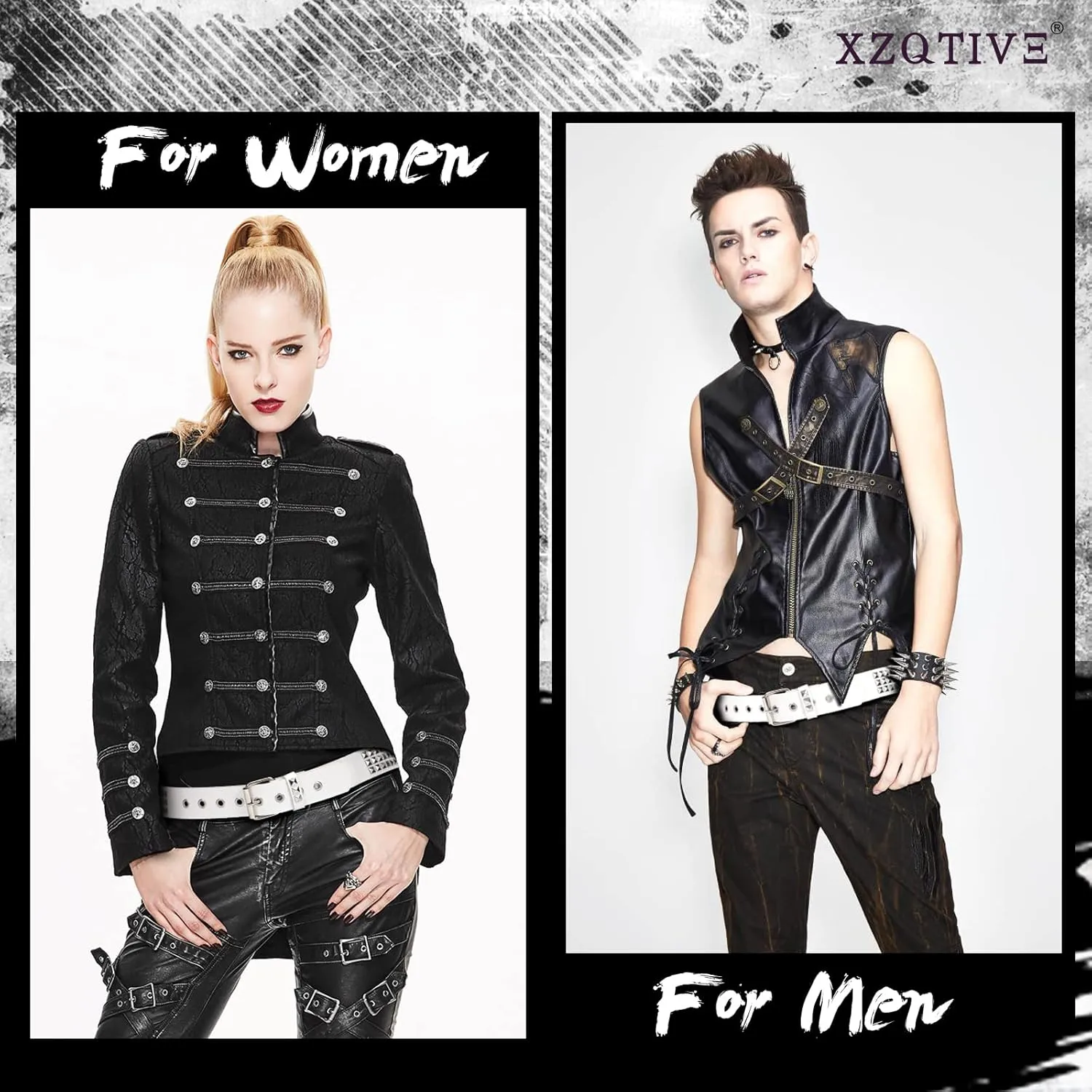 XZQTIVE Studded Belt Metal Punk Rock Rivet Belts for Women/Men Punk Leather Belt Gothic Belt Accessories for Jeans Pants