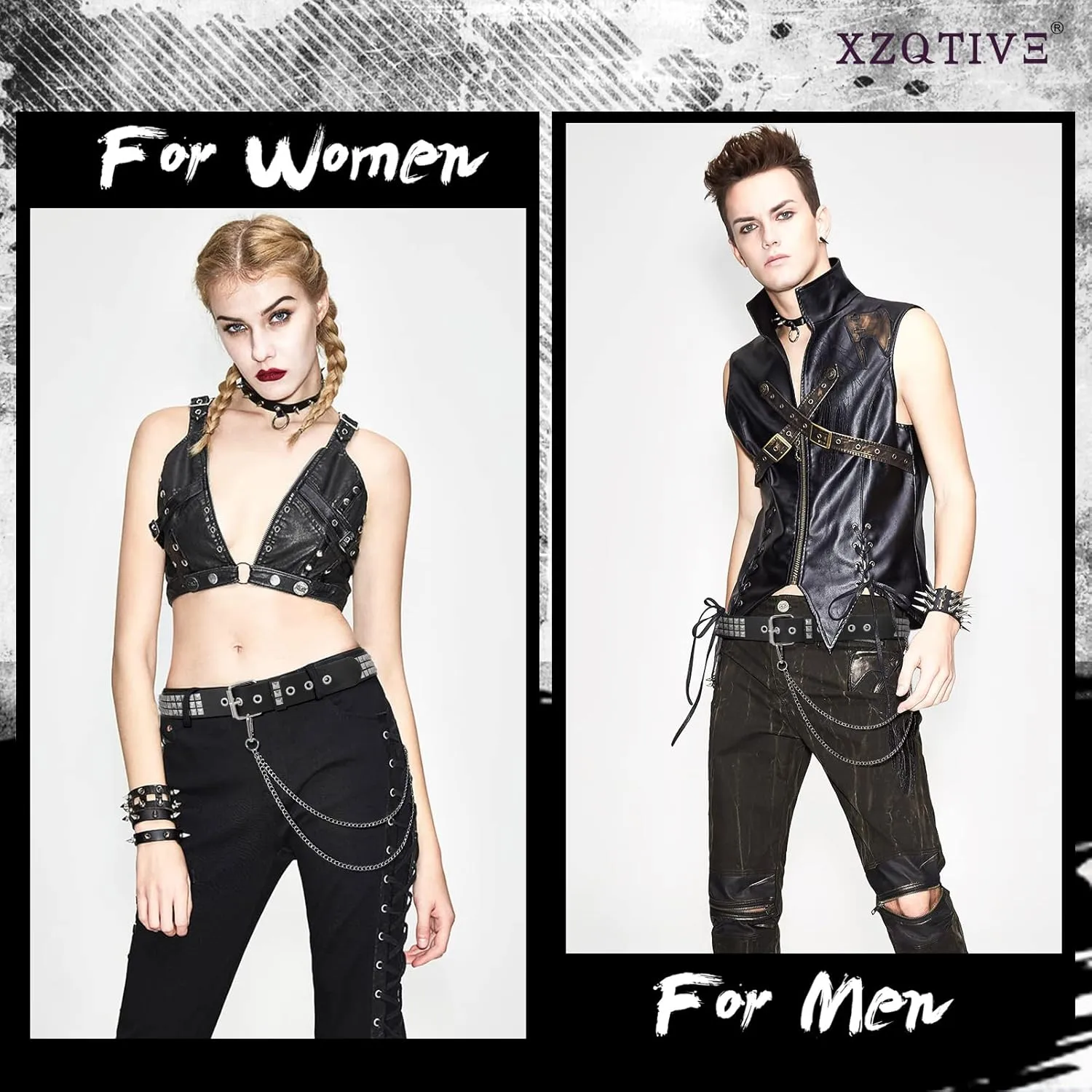 XZQTIVE Studded Belt Metal Punk Rock Rivet Belts for Women/Men Punk Leather Belt Gothic Belt Accessories for Jeans Pants