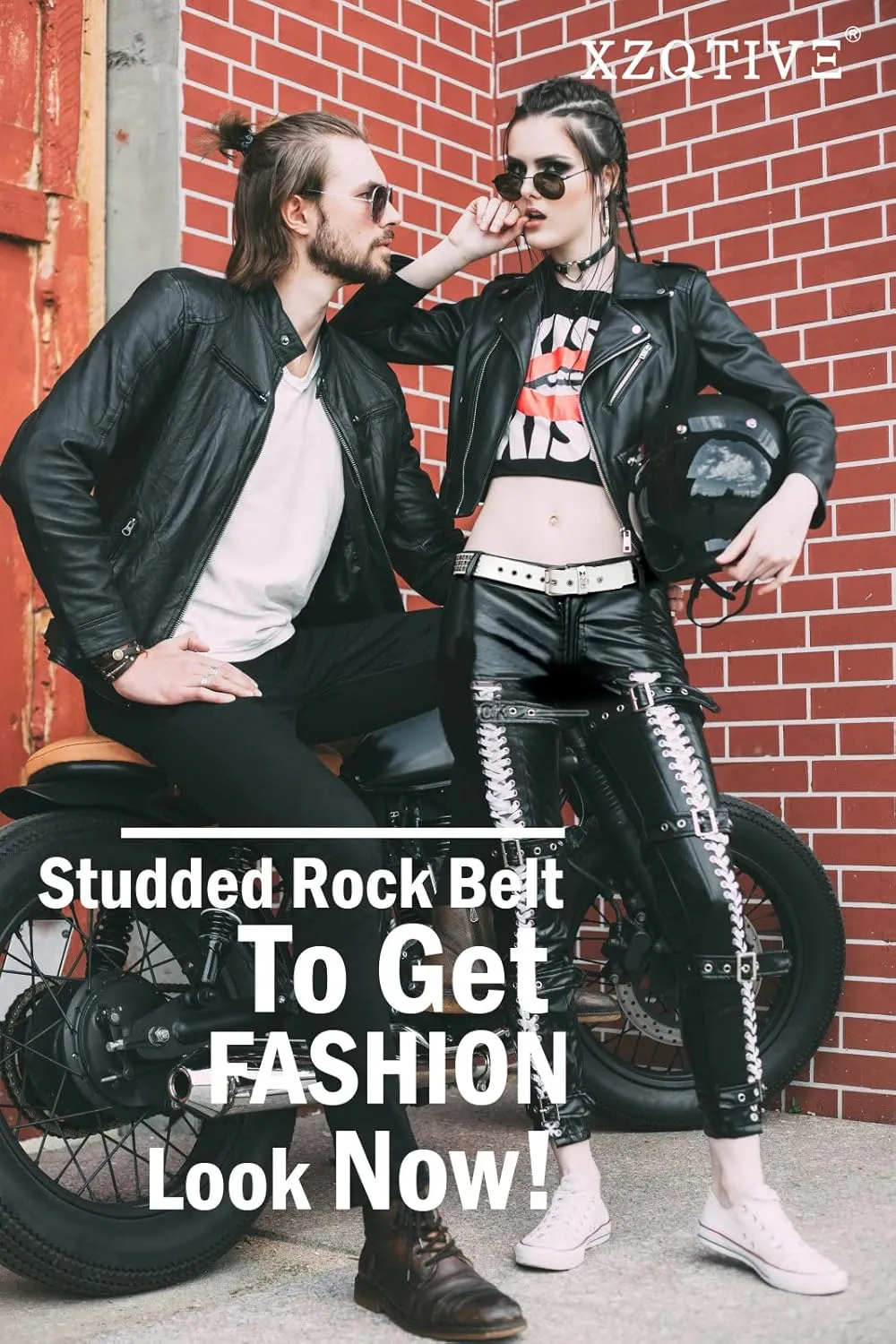 XZQTIVE Studded Belt Metal Punk Rock Rivet Belts for Women/Men Punk Leather Belt Gothic Belt Accessories for Jeans Pants