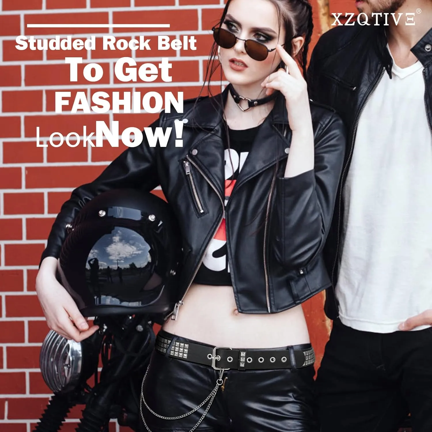 XZQTIVE Studded Belt Metal Punk Rock Rivet Belts for Women/Men Punk Leather Belt Gothic Belt Accessories for Jeans Pants