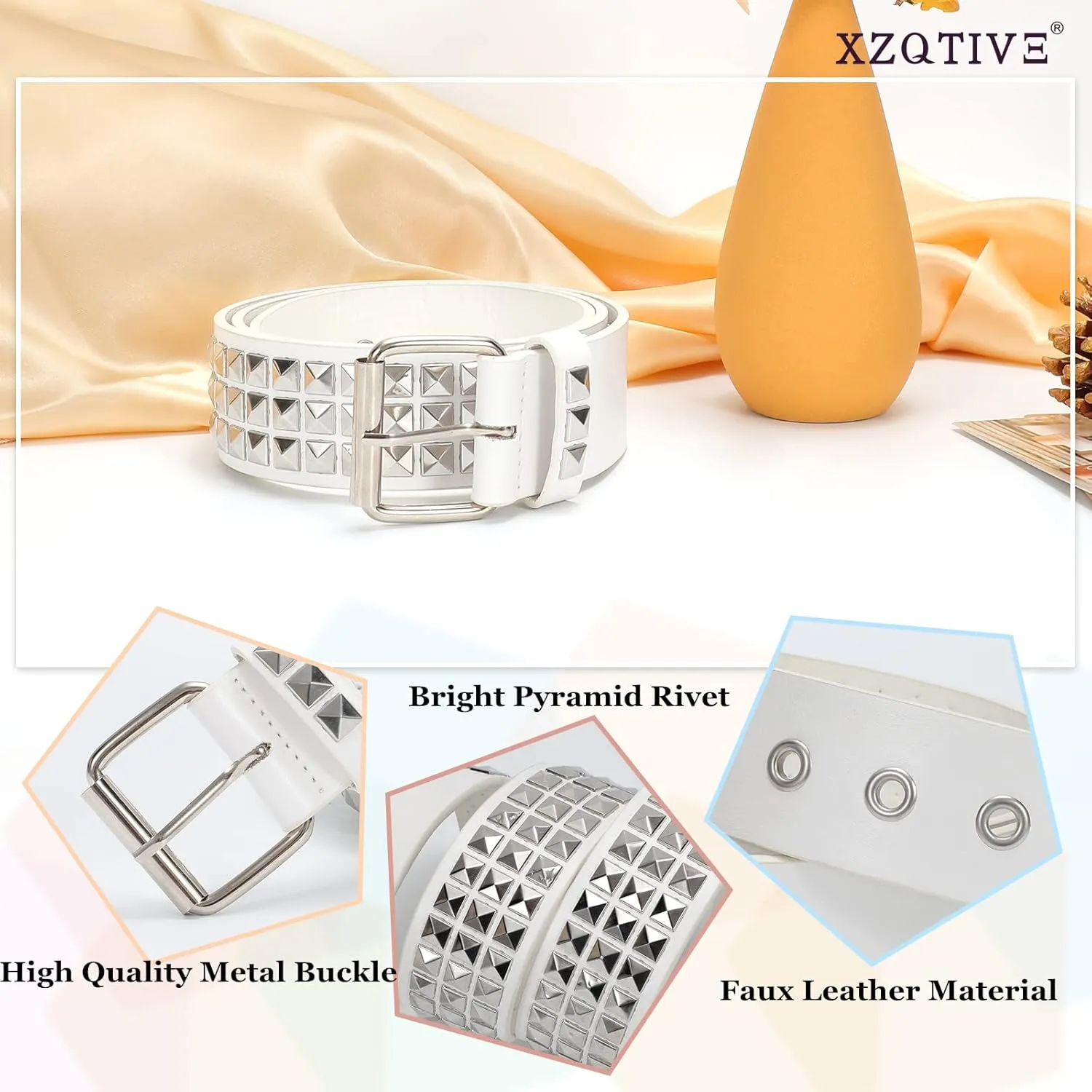 XZQTIVE Studded Belt Metal Punk Rock Rivet Belts for Women/Men Punk Leather Belt Gothic Belt Accessories for Jeans Pants
