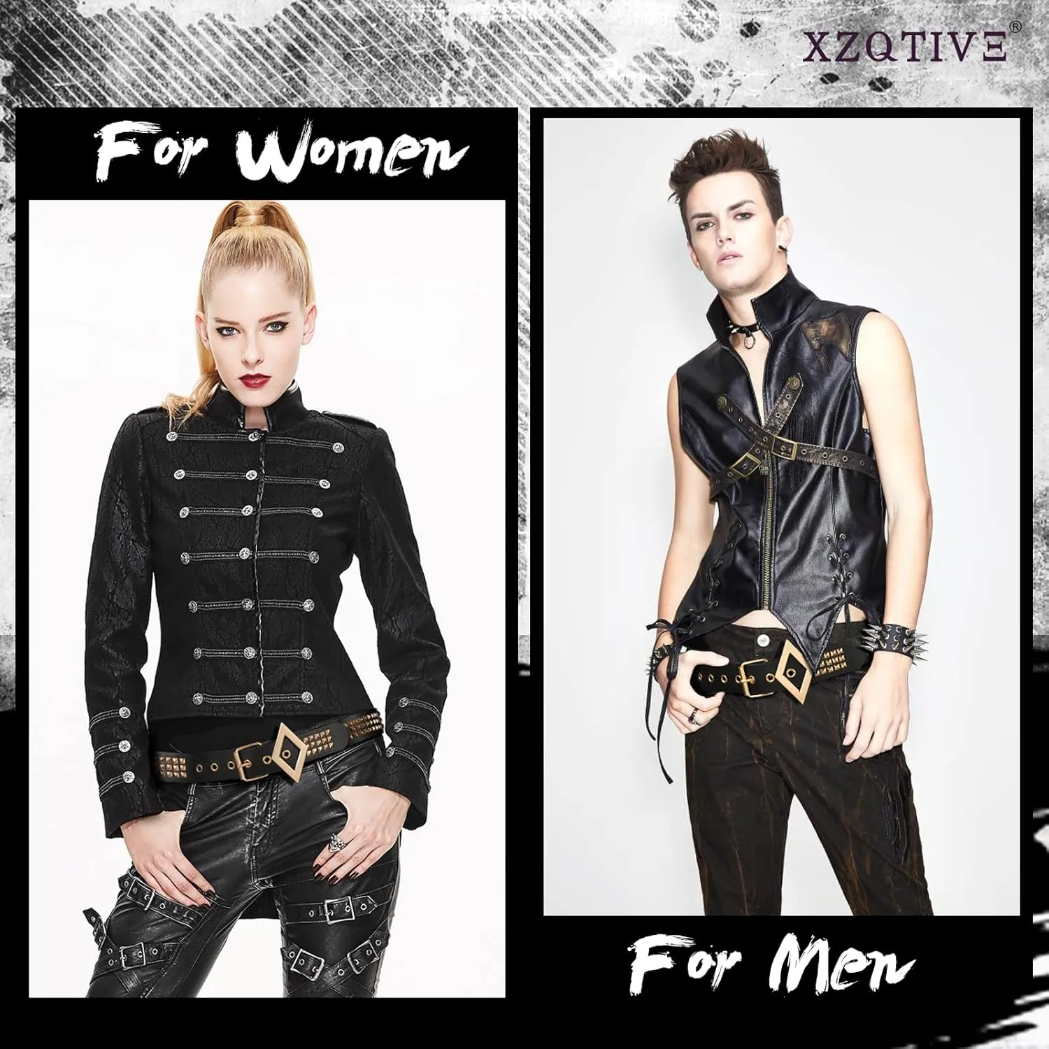XZQTIVE Studded Belt Metal Punk Rock Rivet Belts for Women/Men Punk Leather Belt Gothic Belt Accessories for Jeans Pants