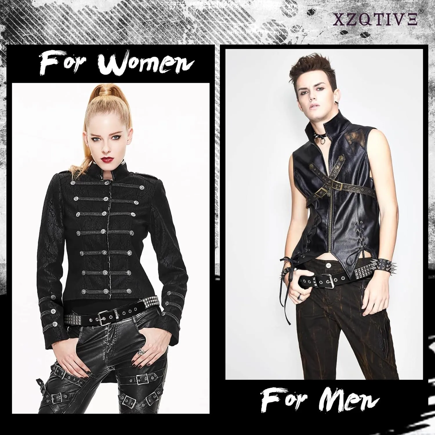XZQTIVE Studded Belt Metal Punk Rock Rivet Belts for Women/Men Punk Leather Belt Gothic Belt Accessories for Jeans Pants