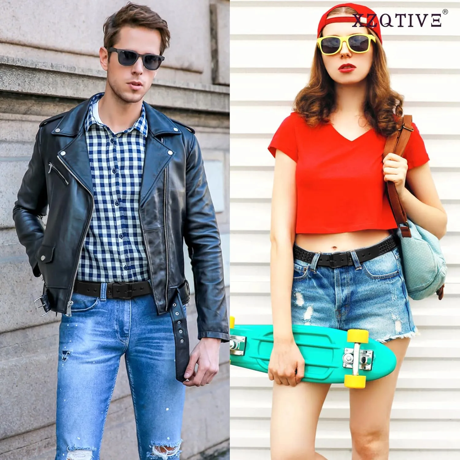 XZQTIVE Studded Belt Metal Punk Rock Rivet Belts for Women/Men Punk Leather Belt Gothic Belt Accessories for Jeans Pants