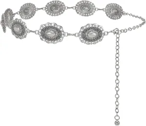 XZQTIVE Women Boho Chain Belts For Dresses Jeans Western Cowgirl Waist Links Belt Adjustable Metal Concho Belt