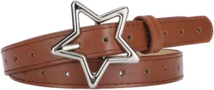 YALLNASL Retro Y2k Star Waist Belt for Girls Goth Punk Rock Belt for Jeans Dress Adjustable Faux Leather Belt Vintage