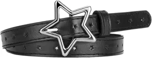 YALLNASL Retro Y2k Star Waist Belt for Girls Goth Punk Rock Belt for Jeans Dress Adjustable Faux Leather Belt Vintage