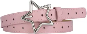 YALLNASL Retro Y2k Star Waist Belt for Girls Goth Punk Rock Belt for Jeans Dress Adjustable Faux Leather Belt Vintage
